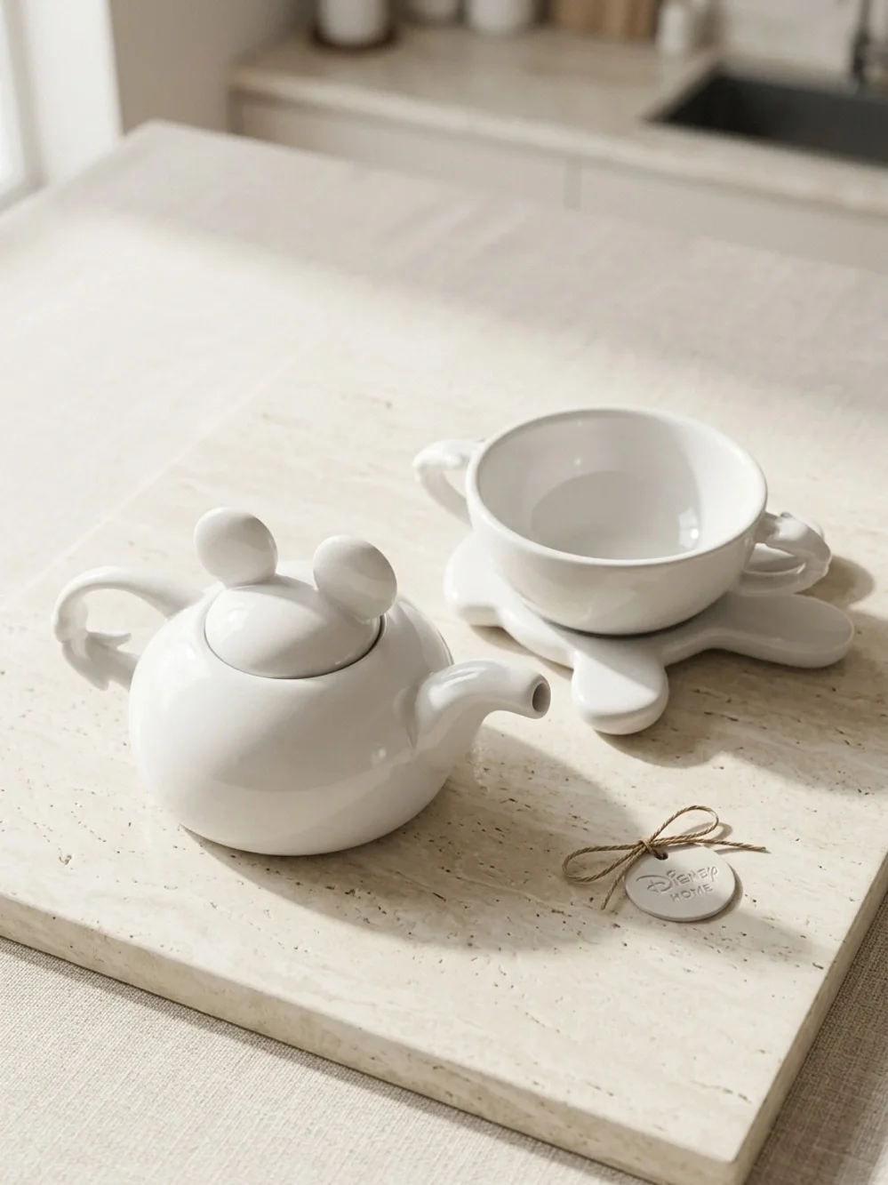 Mickey Mouse Disney White Ceramic Tea for One Set Minimalist Kitchenware